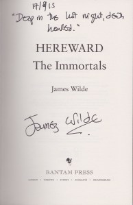Hereward The Immortals Signed page