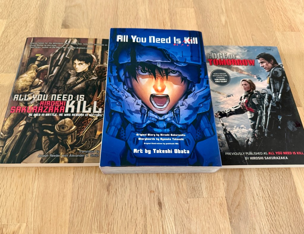 All three All You Need Is Kill covers. Two books, one Manga